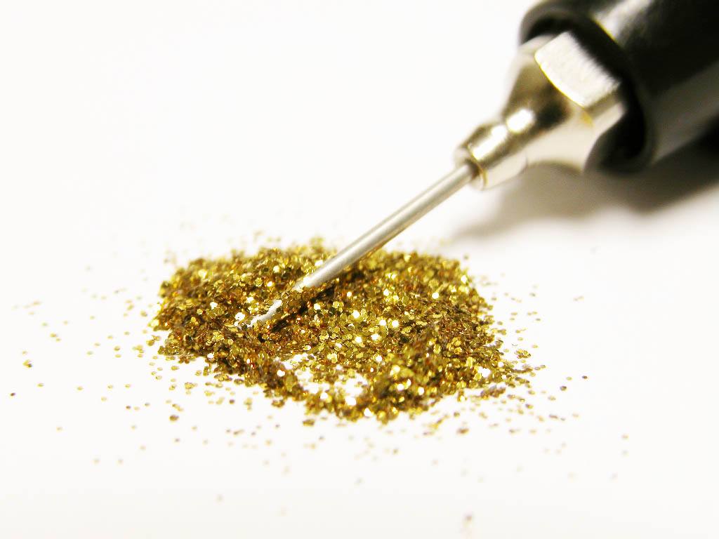 Yellow Gold: Cosmetic Body Safe Glitter in Precision Poof Bottle