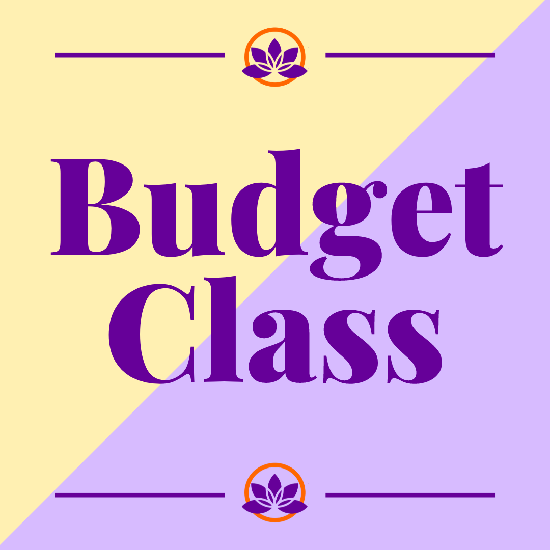 Graphic says Budget Class for the online henna workshop