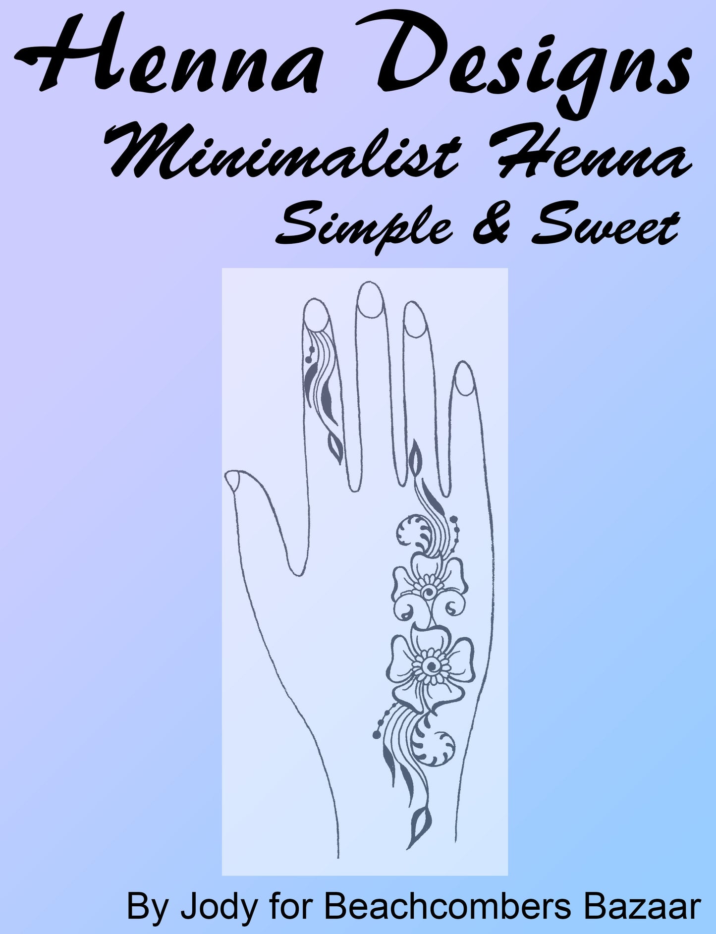 Henna Design eBook Cover for Minimalist Henna- a single minimalist hand on a light blue background