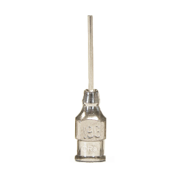 A single metal luer lock syringe tip for applicator bottles