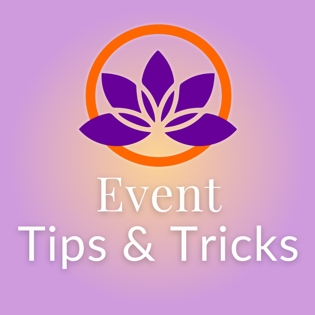 Graphic with Beachcombers Henna Lotus logo says Event tips and tricks