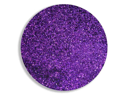Extra fine purple glitter, cosmetic grade - picture of a sample of loose glitter