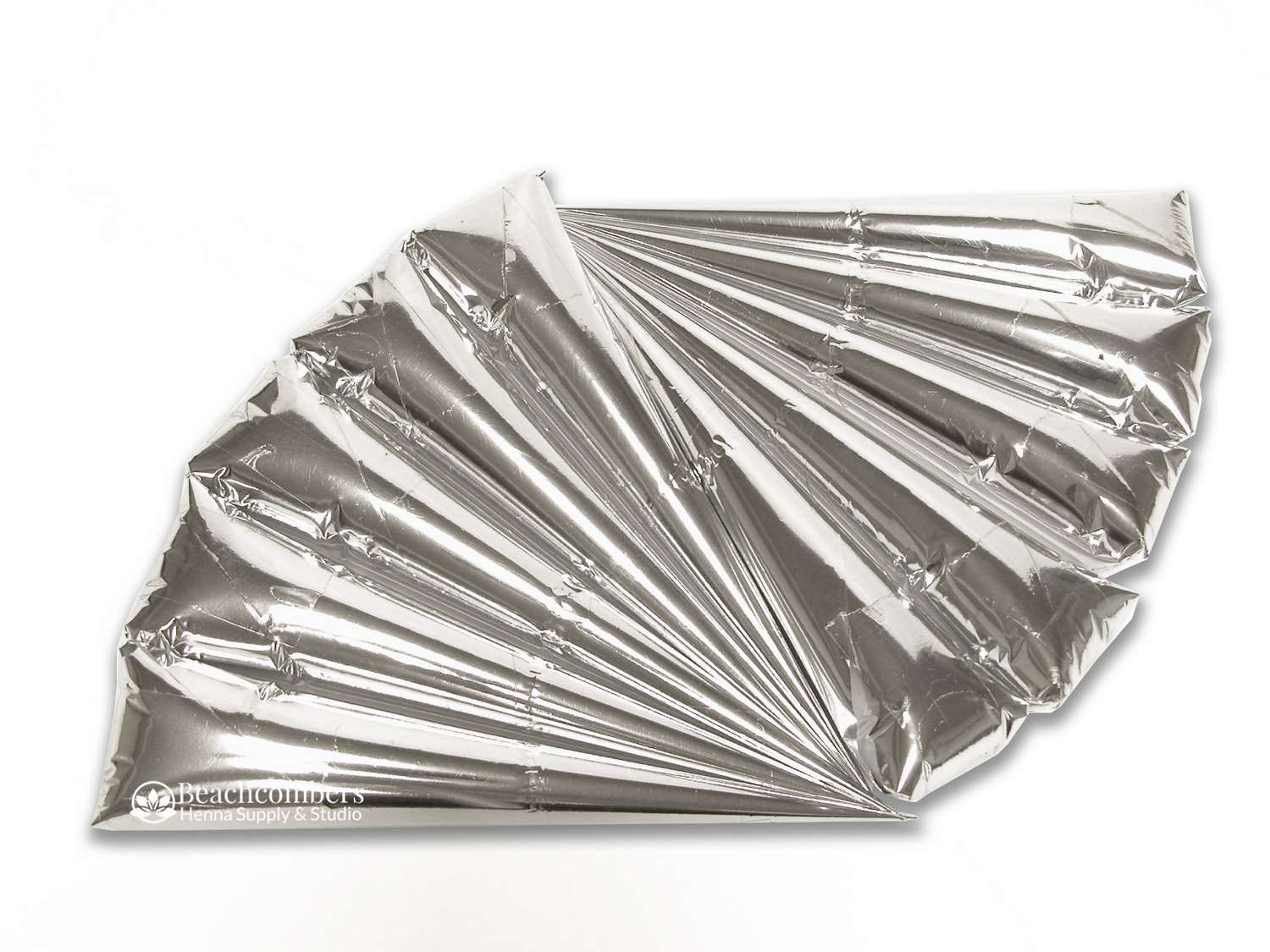 10 natural henna cones in silver mylar