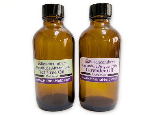 Tea Tree and lavender essential oils for henna, 4 oz bottles