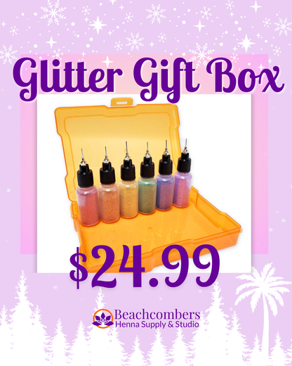 Rainbow Glitter Gift Box: Cosmetic Body Safe Glitter for Henna with Storage Case