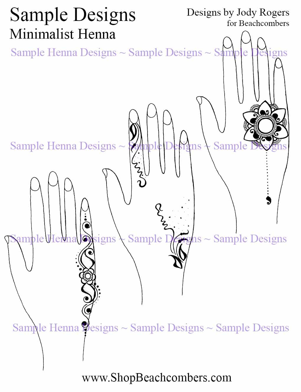 Henna eBook samples, 3 simple hand henna designs