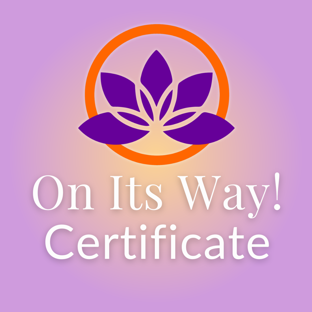 Graphic with Beachcombers Henna Lotus logo says On Its Way Certificate