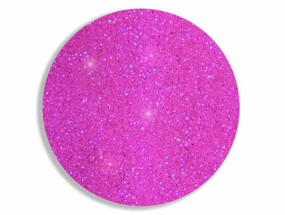 close up of UV cosmic berry pink body glitter cropped into a circle