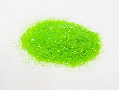 Small pile of UV electric kiwi green body glitter 