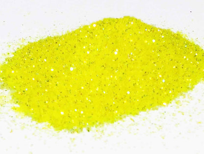 A small pile of UV yellow neon lemonade body glitter