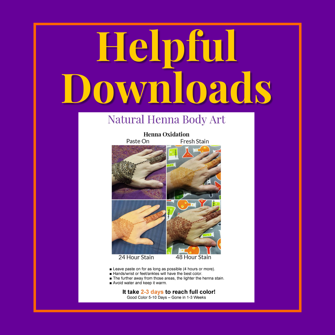 graphic says Helpful Downloads and a Henna Lifespan sign