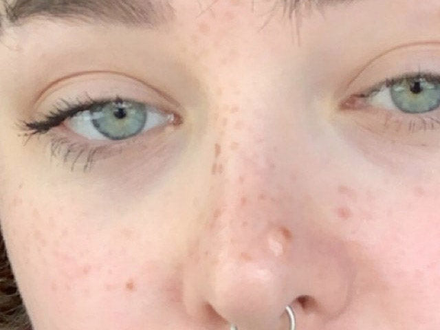 Brow to nose picture of henna freckles using Beachcombers Henna